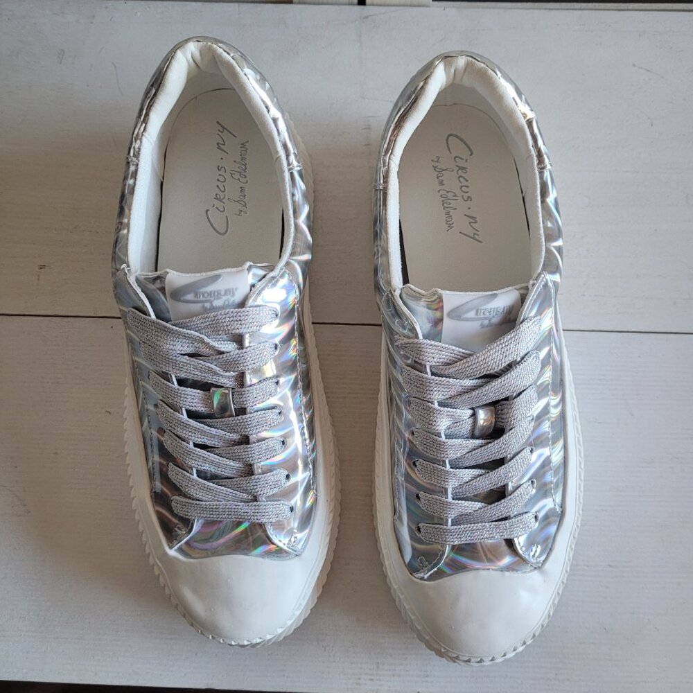 $79 NWT SAM EDELMAN Silver Platform Sneaker - Picture 9 of 12